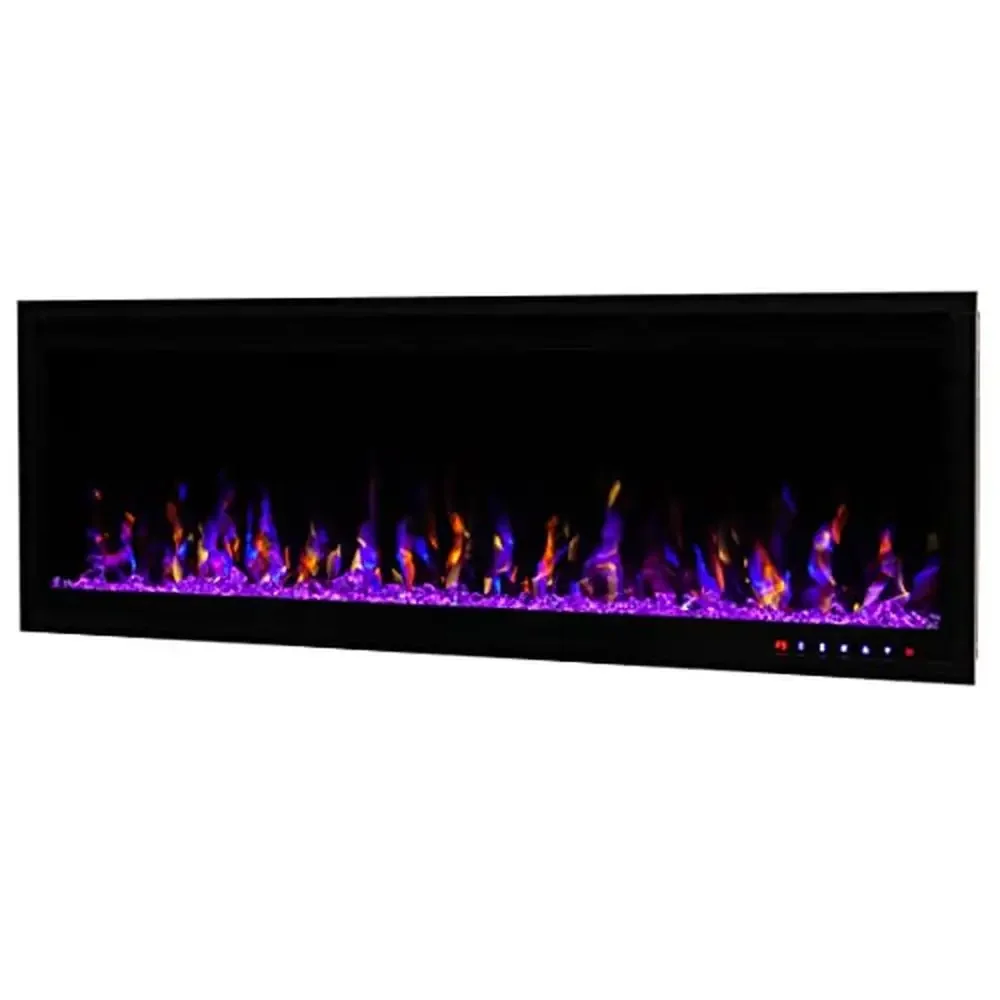 Sapphire Electric Fireplace with Various Flame Color Combinations Recessed Installation Remote Control Faux Log Set Included