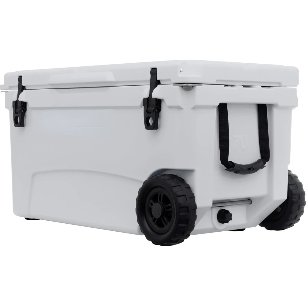 70qt Wheeled Ice Chest - Heavy Duty, High Performance Roto-Molded Commercial Grade Insulated Rolling Cooler(White)  Freight free