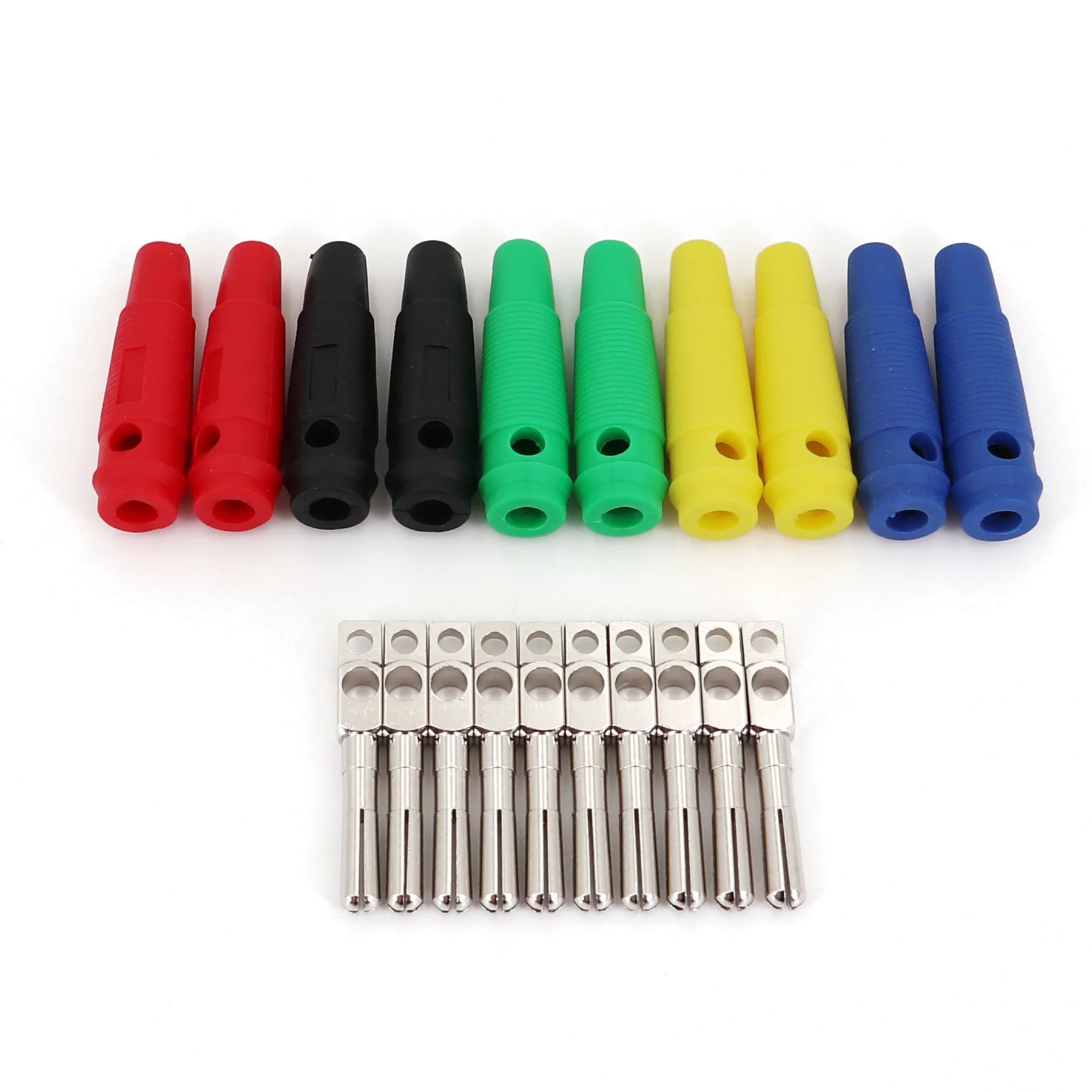 10Pcs Brass Nickel-Plated 4mm Male Stackable Solder Type 32A High Current Banana Plug Connector