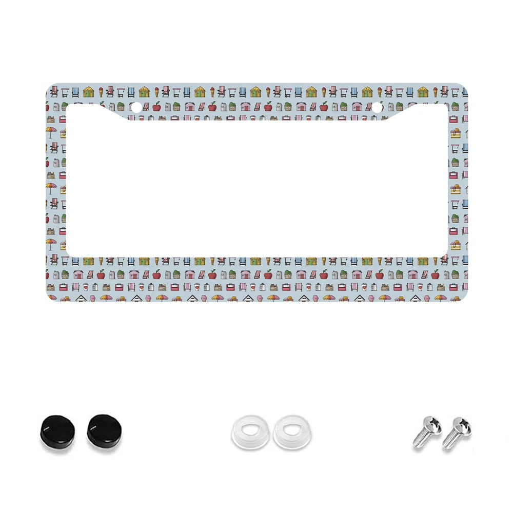 

1pc Multicolor Cartoon Pattern 2-Hole License Plate Frame, Aluminum Material, 6x12 Inches, with Screw Set, Fun Vintage Car Deco