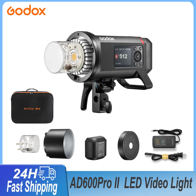 

GODOX AD600 Pro II LED Video Light Bi-Color 2800-6000K Photography Lighting for Camera Live Streaming Youbube Outdoor Shooting