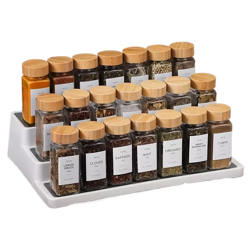 1 unidad de tarros de vidrio para especias de 120ml con tapa de bambú, recipientes para especias, salero y pimentero, organizador de especias, juego de almacenamiento para cocina