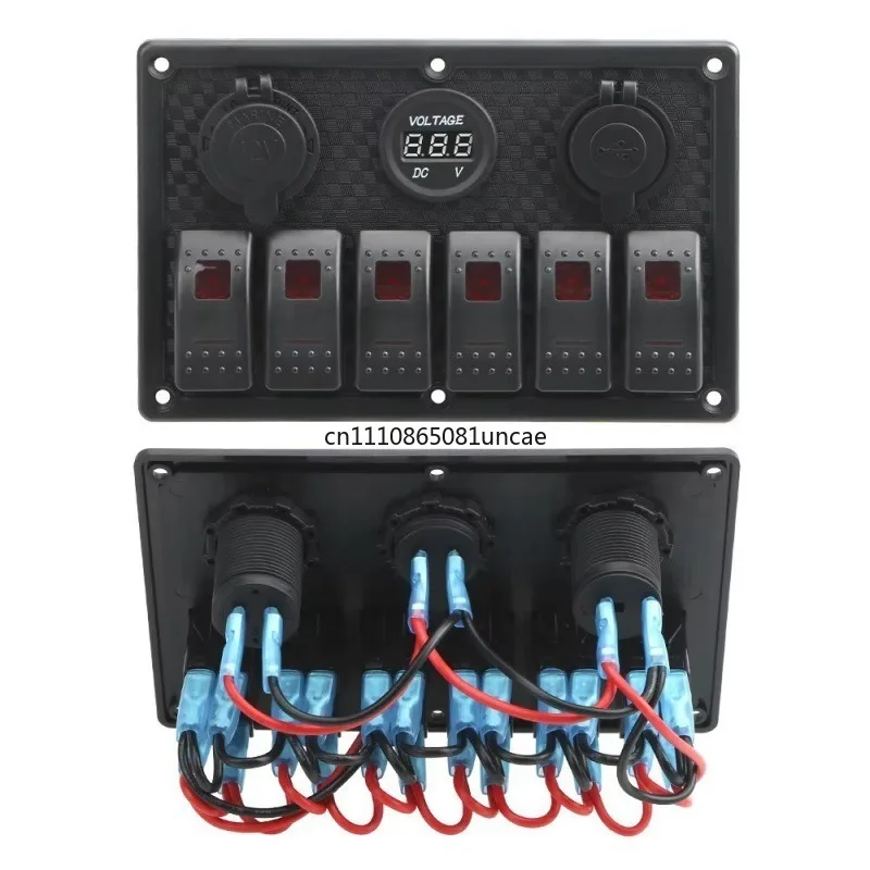 For 6+3 Rocker Switch Control Panel With USB Charger Voltmeter For RV Yacht Boat Modification