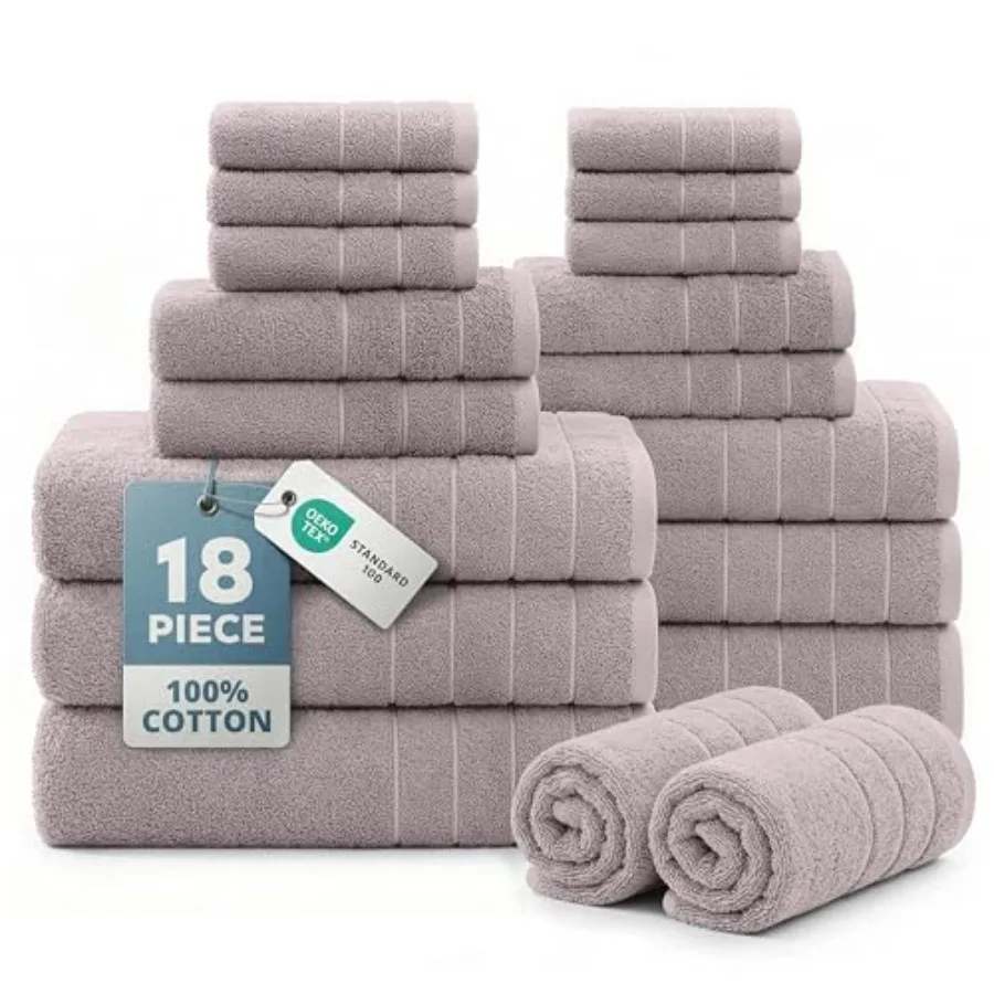 

Набор полотенец из 100% кольцепрядильного хлопка - 8 шт. - Очень мягкие, быстросохнущие и высокоабсорбирующие - 6 банных, 6 для уборки, 6 для рук - Идеально для дома