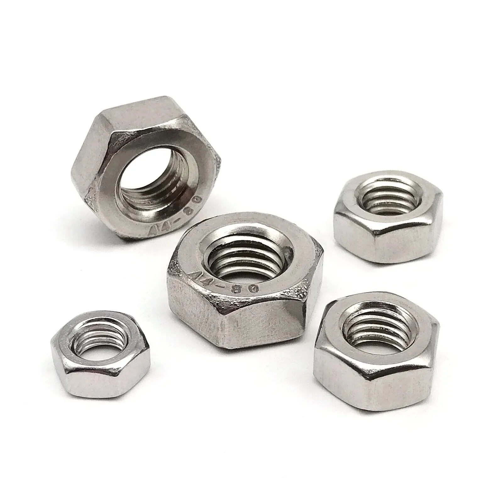 Hex Hexagon Nut M1 M1.2 M1.4 M1.6 M2 M2.5 M3 M3.5 M4 M5 M6 M8 M10 M12 M14 M16 M18 M20 M22 M24 DIN934 304 A2-70 Stainless Steel