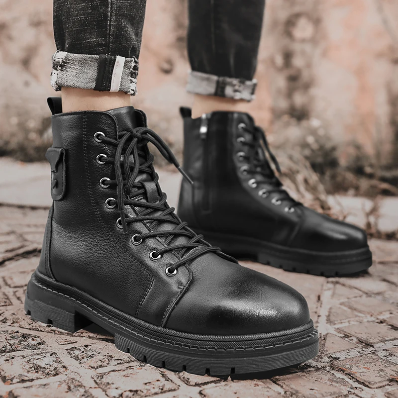 

New Men's Shoes: Chelsea Boots for Men, One-Click Slip-On Fashion Boots, Large-Size Reversible Leather Short Boots, Men's Genuin