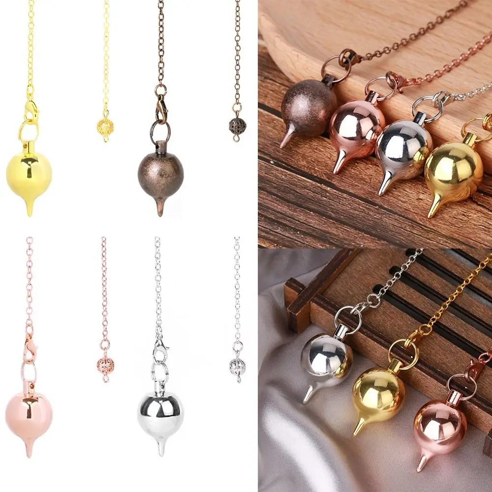 Presente moda jóias ouro prata antigo cobre rosa ouro radiestesia reiki pêndulo pingente cura amuleto metal cone redondo reiki
