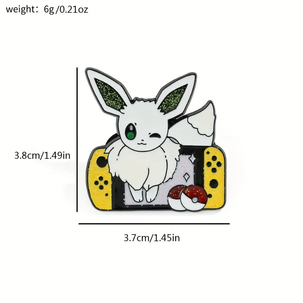 2 Pcs Anime Elf Cartoon Brooch Creative Eevee Game Console Enamel Pin Metal Badge Jewelry Clothing Backpack Accessories Gift view 5