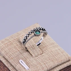 VENTFILLE 925 Sterling Silver Green Diamond Zirconia Ring with For Women Gift Ear Of Wheat Vintage Jewelry Accessories Wholesale