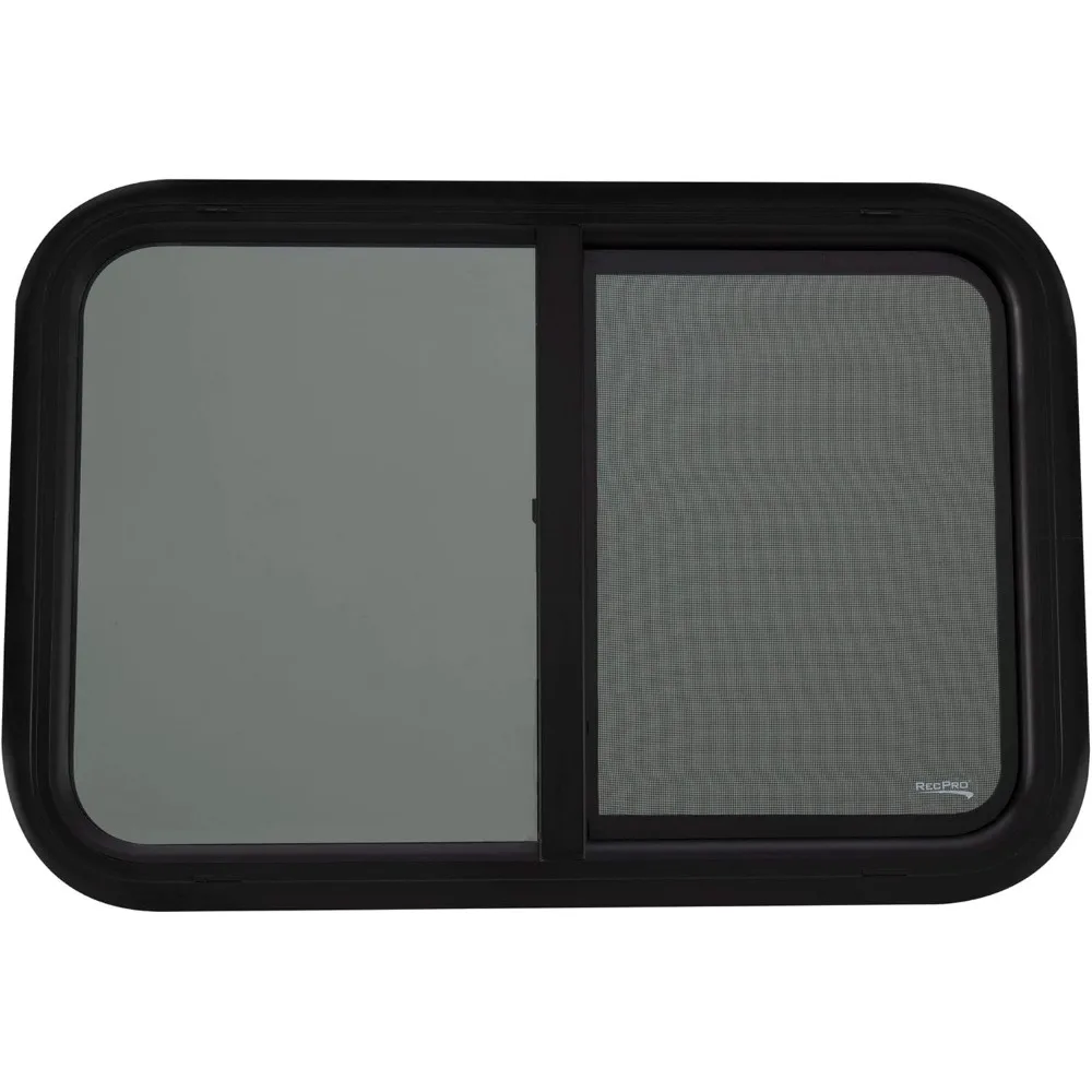 نافذة RV منزلق على شكل دمعة أفقية مقاس 30 × 20 من الزجاج الملون مع شاشة، مصنوعة من الولايات المتحدة الأمريكية، متضمنة مجموعة الكسوة #4