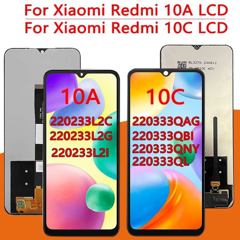 100% Test LCD For Xiaomi Redmi 10C 220333QBI LCD Display Screen Frame Touch Panel Digitizer For Redmi 10A 220233L2C LCD