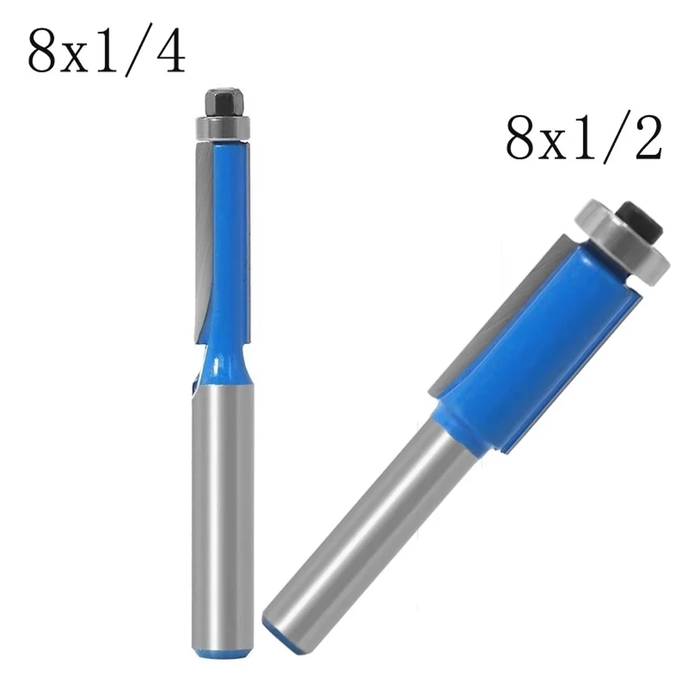 Bit Router 8mm batang bermata ganda Trim Router Bit dengan bantalan untuk pola templat kayu pemangkasan dengan bantalan