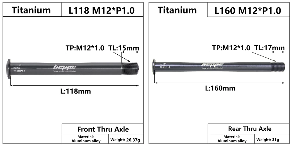 HEPPE MTB Rennrad Titan Steckachse Ultraleichte Fahrradachse 12x142 12x148 Hinterradnabe Steckachse Fahrradgabel 12x100 12x110 Welle – Detail 3
