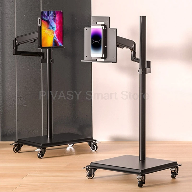 حامل تابلت قوي متعدد الزوايا لمكتب غرفة النوم مع قاعدة فولاذية سميكة وعجلات ناعمة ومشبك عريض 2 9 كجم