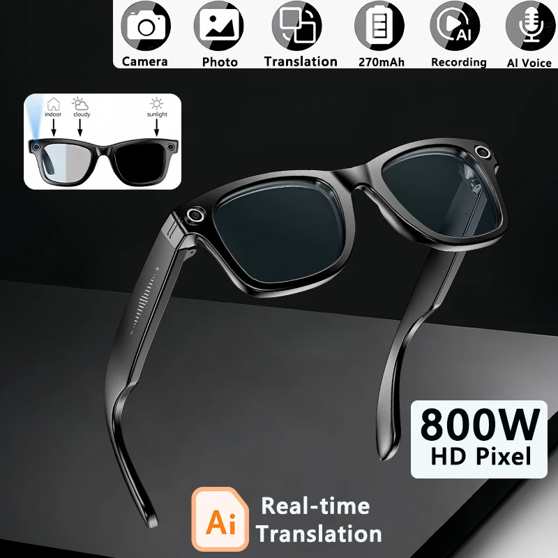 

4K AI Smart Glasses 8MP HD Camera Video Bluetooth Call Intelligent Translation 270mAh Battery Voice Assistant Music Sunglasses