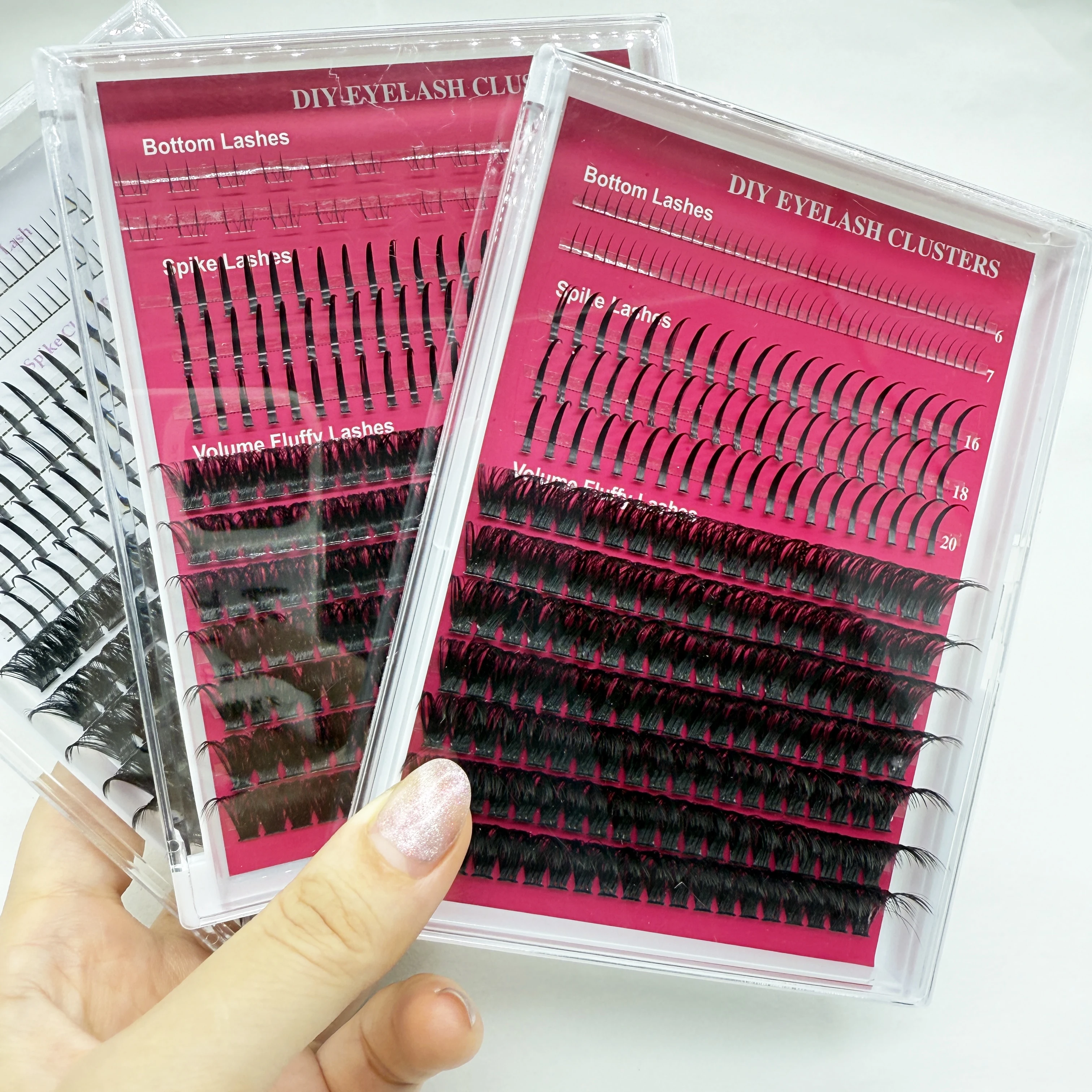 12 linhas de cílios postiços, grupos de pontas e cílios inferiores, faça você mesmo, extensões de cílios individuais à prova d'água