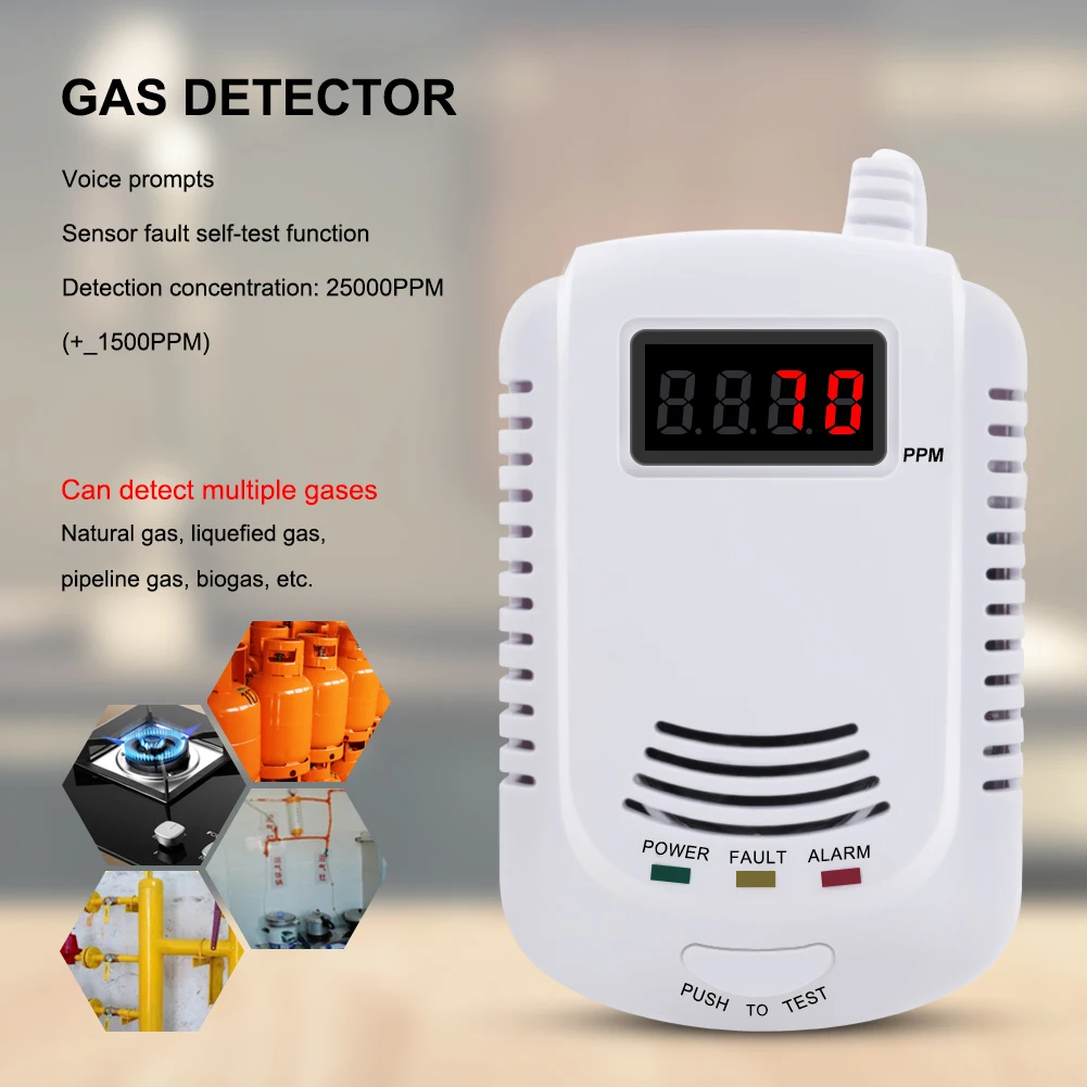 Yieryi-Detector de Gas Combustible para el hogar, Sensor de alarma de fugas de Gas Natural, LPG, LNG, carbón, enchufe independiente, alarma de