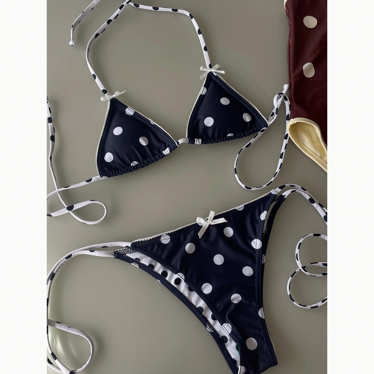

Микро-бикини 2025, сексуальный женский купальник, женский комплект бикини с бантом, бикини в горошек, купальный костюм, купальные костюмы, пляжная одежда