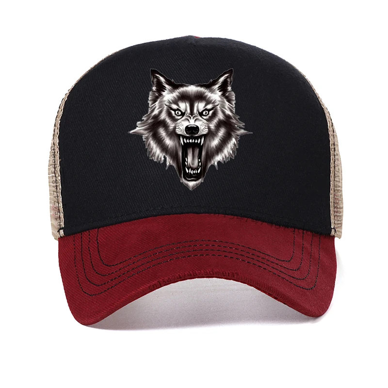 Ferocious wolf baseball caps men animal wolf Mesh Snapback cap visor hats for women Hip Hop Hat Cotton solid color trucker bone