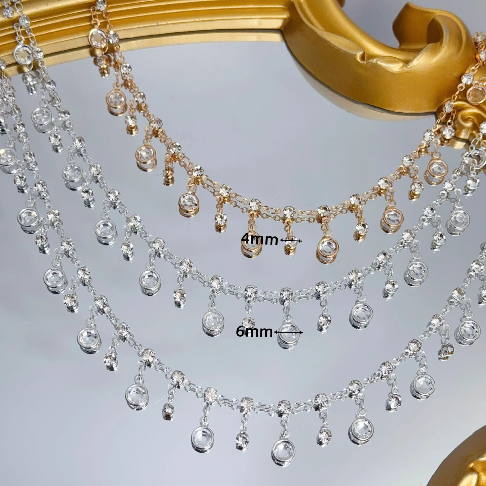 0.5M/1M/2M Vintage Copper Star Waterdrop Hollow Chain with Glass Rhinestone for Jewelry Making DIY Necklaces Bracelets Findings image 2