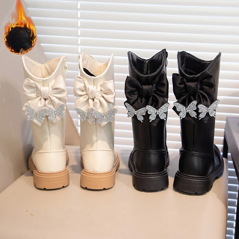 little-girls-thermal-leather-boots-with-shiny-bow-2026-new-winter-kids-warm-lined-boots-thick-sole-non-slip-classic-party-boots