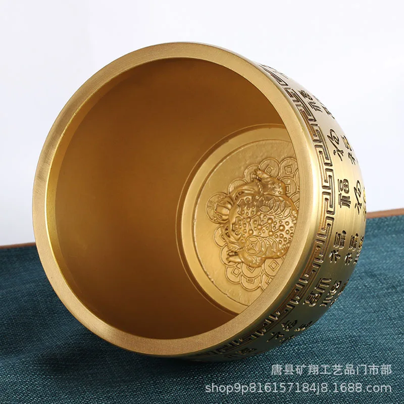 Hundred Blessings , Wire Carving, Golden Toad Pressing , Rice , Made, Decorative Ornament, Brass Jar