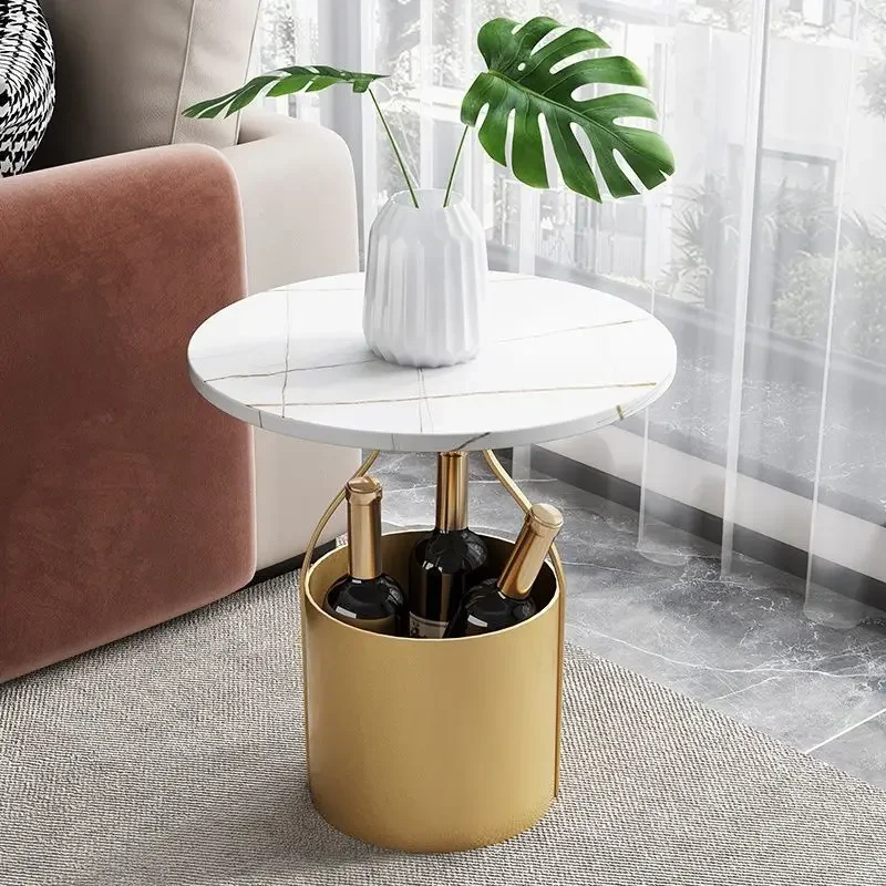 Nordic Light Luxury Rock Slab Coffee Table Corner Bedside Table Sofa Side Living Room Balcony Side Cabinet Simple Storage Bucket