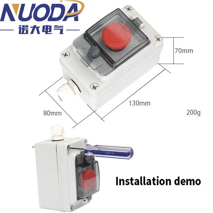 NUODA Emergency Stop Control Button Switch Box Ip67 Outdoors Protect Shield Waterproof Urgent Stop Buttons Controlling Case