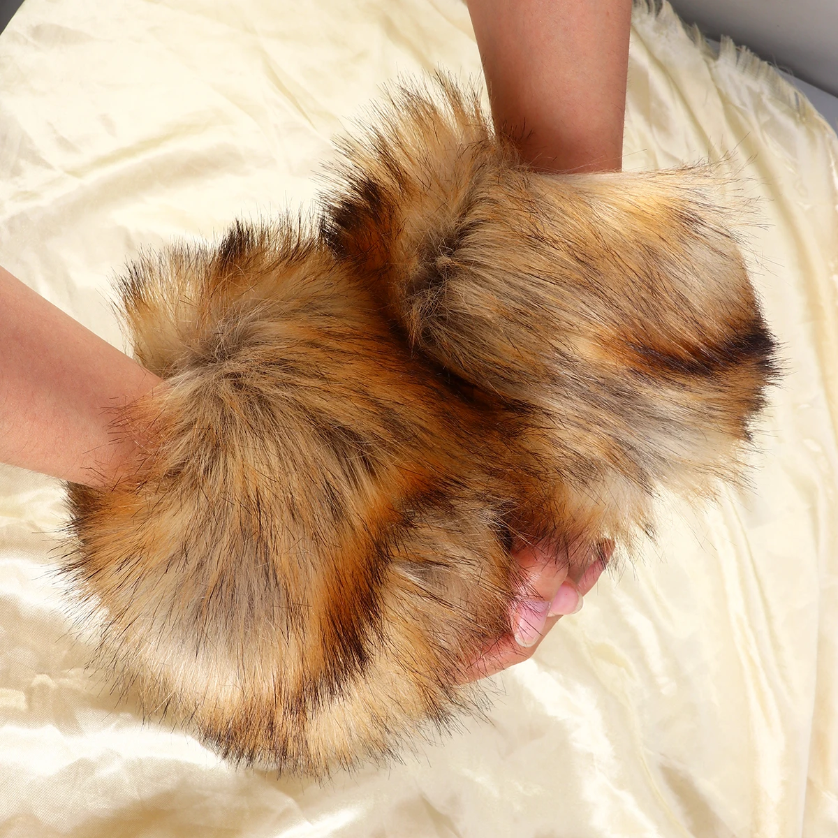 1 زوج فو الذراع المعصم الأصفاد مرونة الكفة العصابات للنساء الشتاء التبعي مدفئات للذراع تدفئة المعصم الكفة دفئا #6