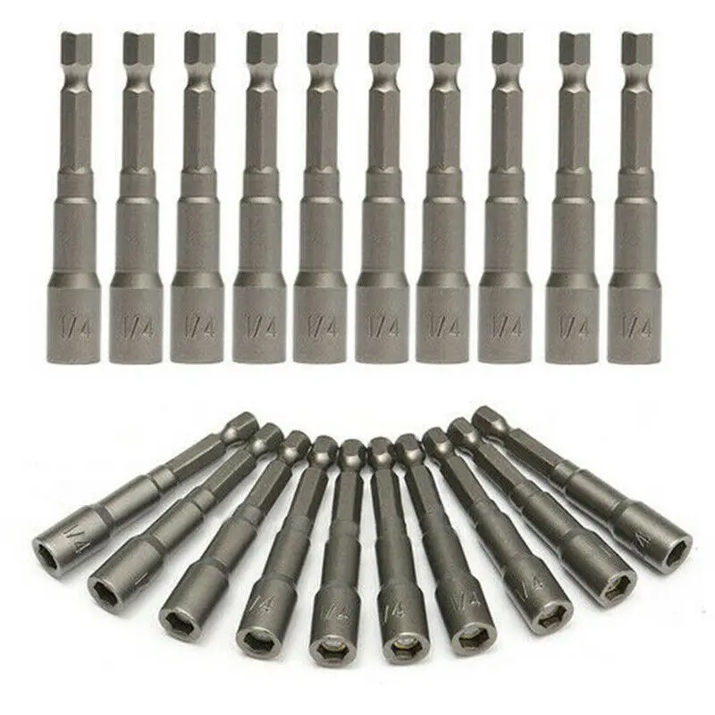 1/4 Hex Magnetic Nut Driver Screw Socket Impact Drill Bit Tools For Power Drill