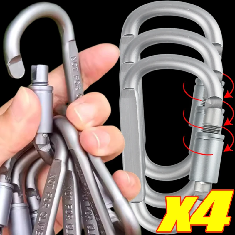 Outdoor Camping Survival Edc Caribiner Tactical Steel D Keychain Shape Hook Buckle Clip Climbing Army Carabiner Hanging Fit
