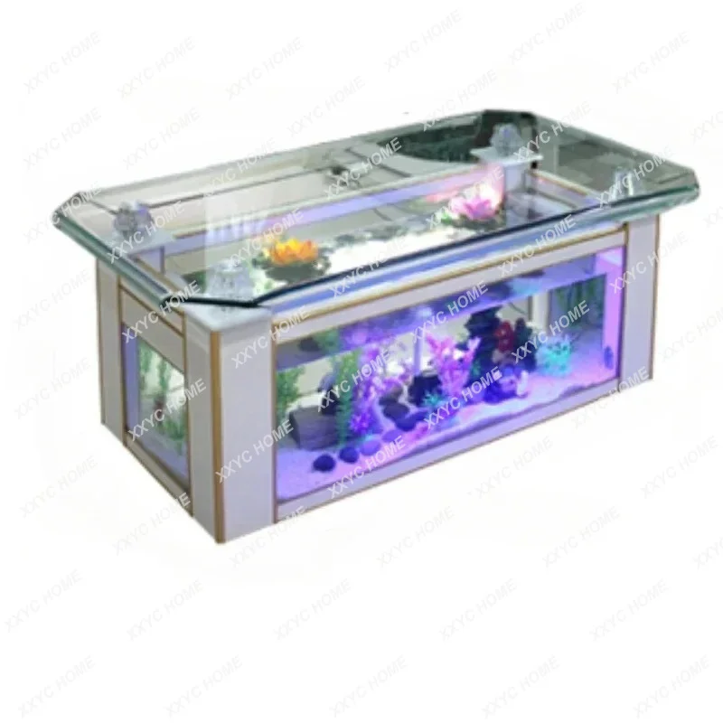 XX Ecological Tea Table Fish Tank Aquarium Glass Rectangular Large Creative Home Living Room Tea Table Fish Globe