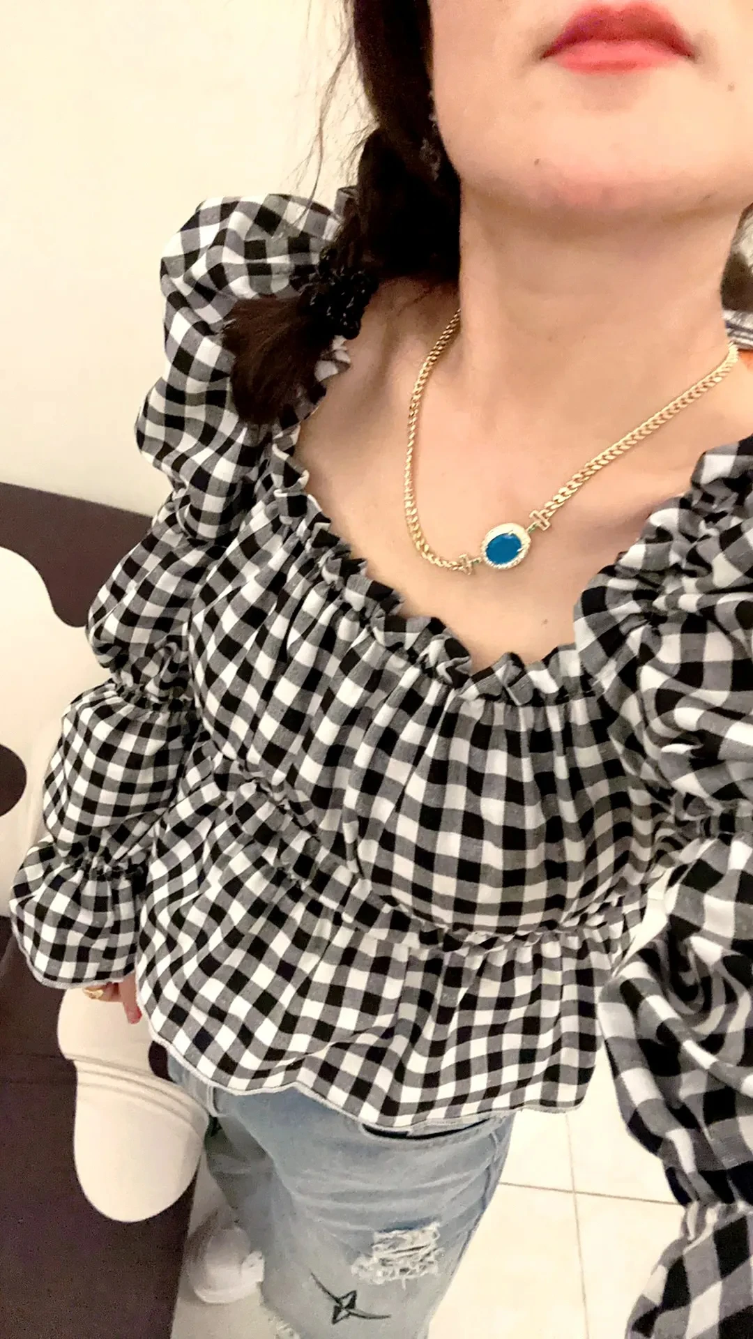 

Блузка с квадратным воротником и рукавами-фонариками, женская одежда, укороченные топы, летние милые рубашки, 2025 Blusas Mujer De Moda, шикарные клетчатые блузки