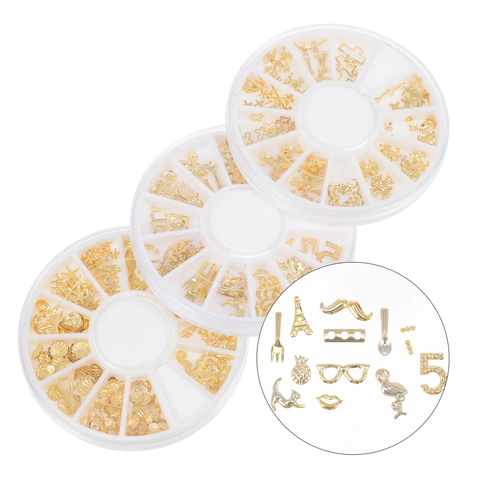 

3 Boxes Diy Alloy Stickers Handmade Craft Materials Simple Filling Charms For Phone Case Jewelry Decor Delicate Alloy Fillers