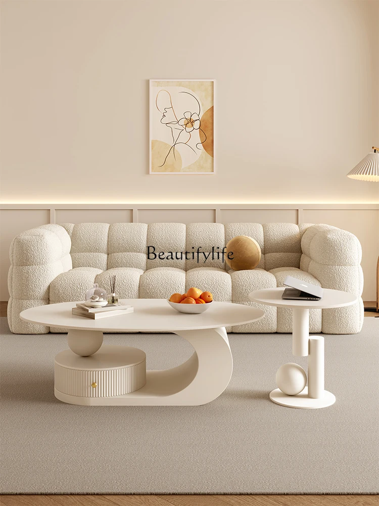 New Light Luxury Cream Style Stone Plate Coffee Table Modern Minimalist Creative Minimalist