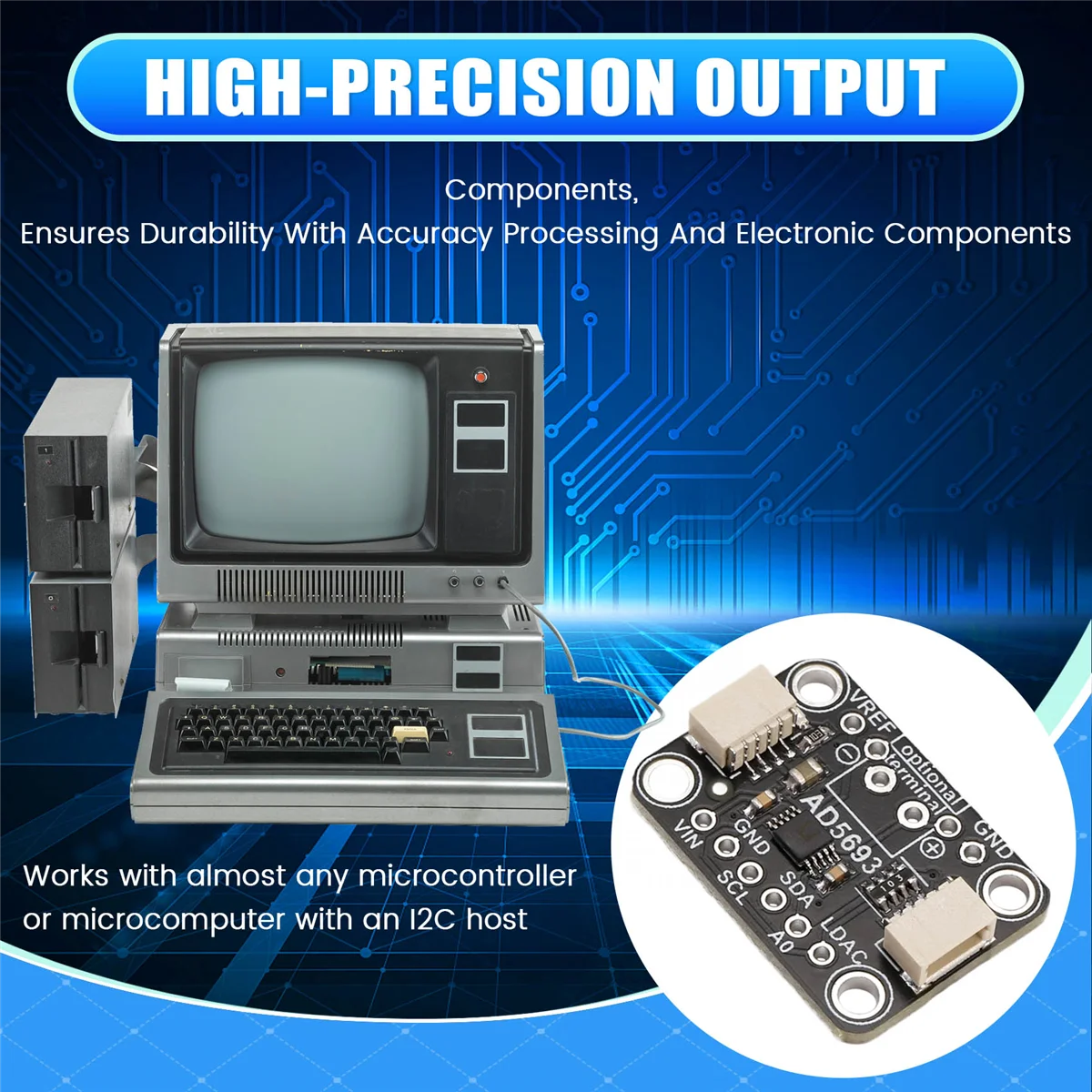 AD5693R Placa de conexión Interfaz I2C Módulo DAC de 16 bits Compatible con STEMMA QT Qwiic