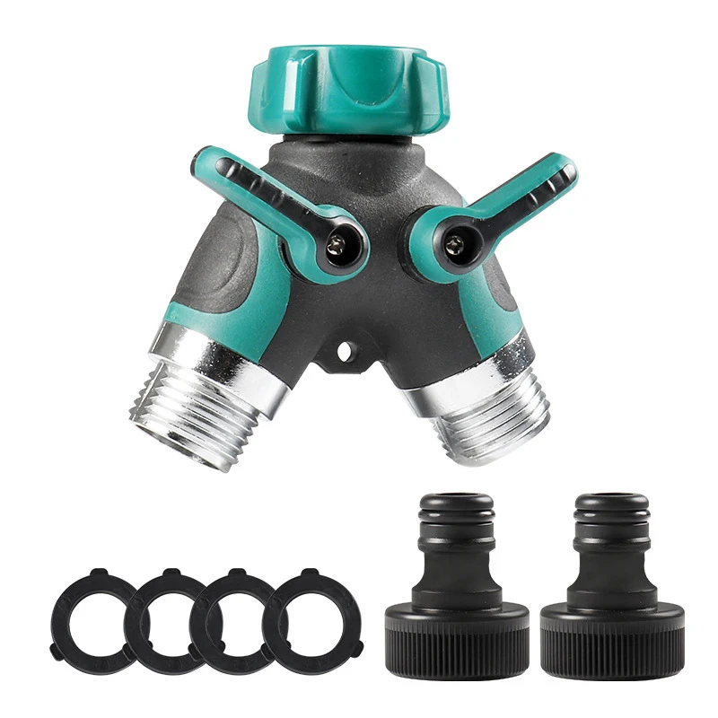 Y Type Garden Hose Splitter 3/4 Inch Two Way Water Tap Connector Outdoor Water Distributor