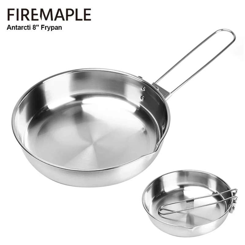 Fire Maple Antarcti 21.5cm Folding Handle Frying Pans with Tri-ply Construction Base Stainless Steel Cookware without Lid 430g