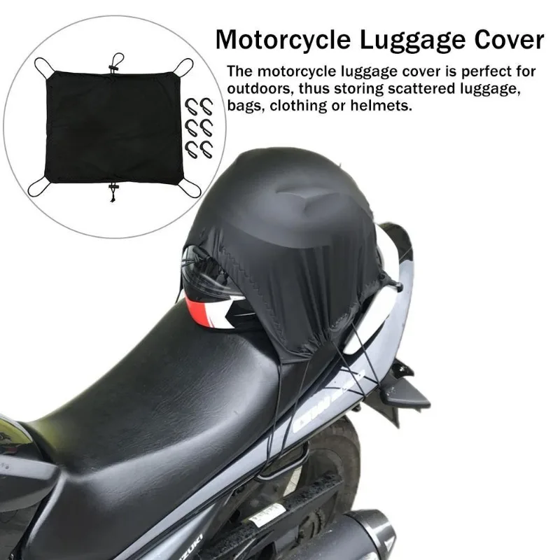 

Waterproof Elastic Motorcycle Accessories Luggage Cover Cargo Net Helmet Holder Tail Bag Oil Tank Cover 6 Hooks Motor Parts