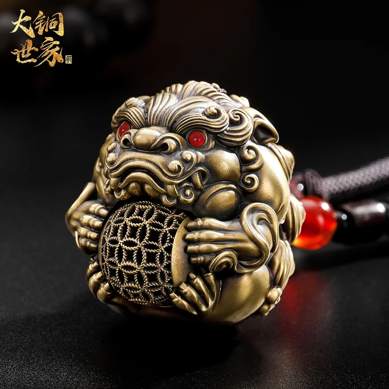 

high grade gift GOOD LUCK mascot Success Regulating spirit BRASS dragon PI XIU hand piece Talisman bring Fortune money