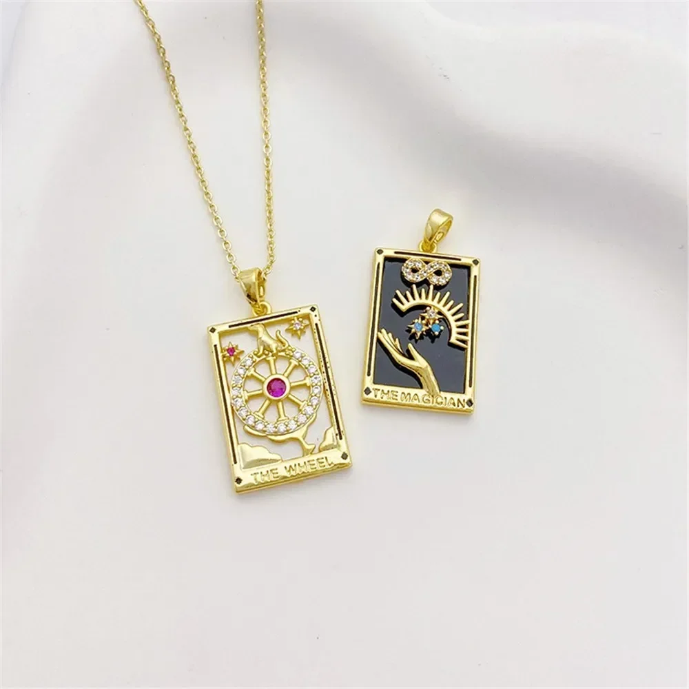 จี้รูปทรงสี่เหลี่ยมจัตุรัสประดับเพชรเซอร์โคเนียมสีรุ้ง 18K ทองคำแท้ งานฝีมือสำหรับทำสร้อยข้อมือ สร้อยคอ และเครื่องประดับศีรษะ รุ่น L539