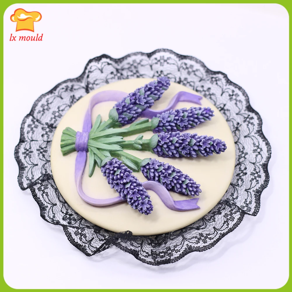 Round Lavender Silicone Mold Sugarcraft Cake Topper Decorating Baking Mould DIY Hand Diffuser Soap Aromatherapy Plaster