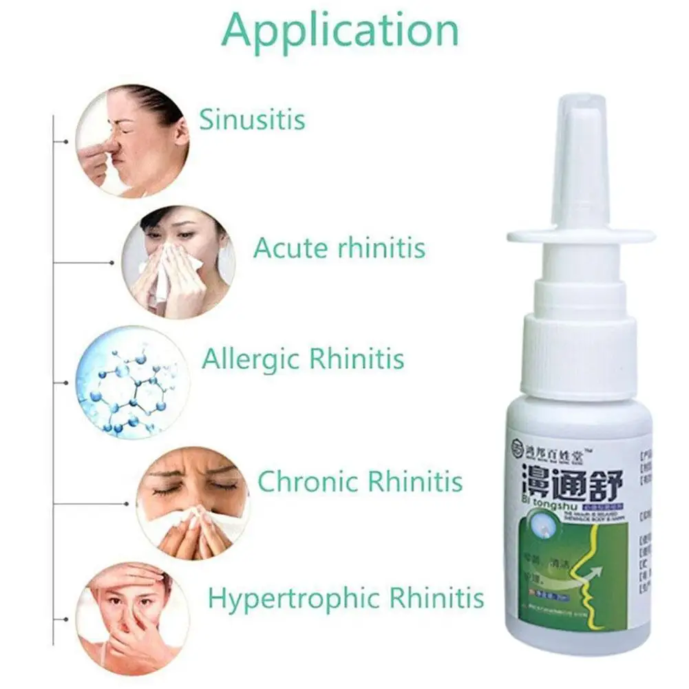 20ml Nose Spray Rhinitis Treatment Relieve Nasal Congestion Runny Nose Sneezing Natural Medical Herb Nasal Health Care