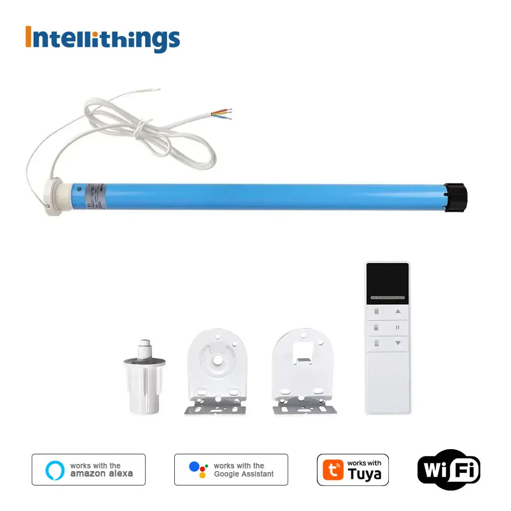 Intellithings WiFi Electric Roller Shade Blinds Motor for 30mm Tube Work with Tuya Alexa Google Home Voice 1.1Nm Engine Shutter