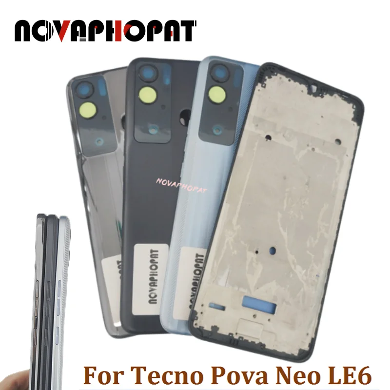 

For Tecno Pova Neo LE6 Battery Door Cover Rear Case Back Housing Side Power Volume Key Bottom Middle Bezel Front LCD Frame Panel