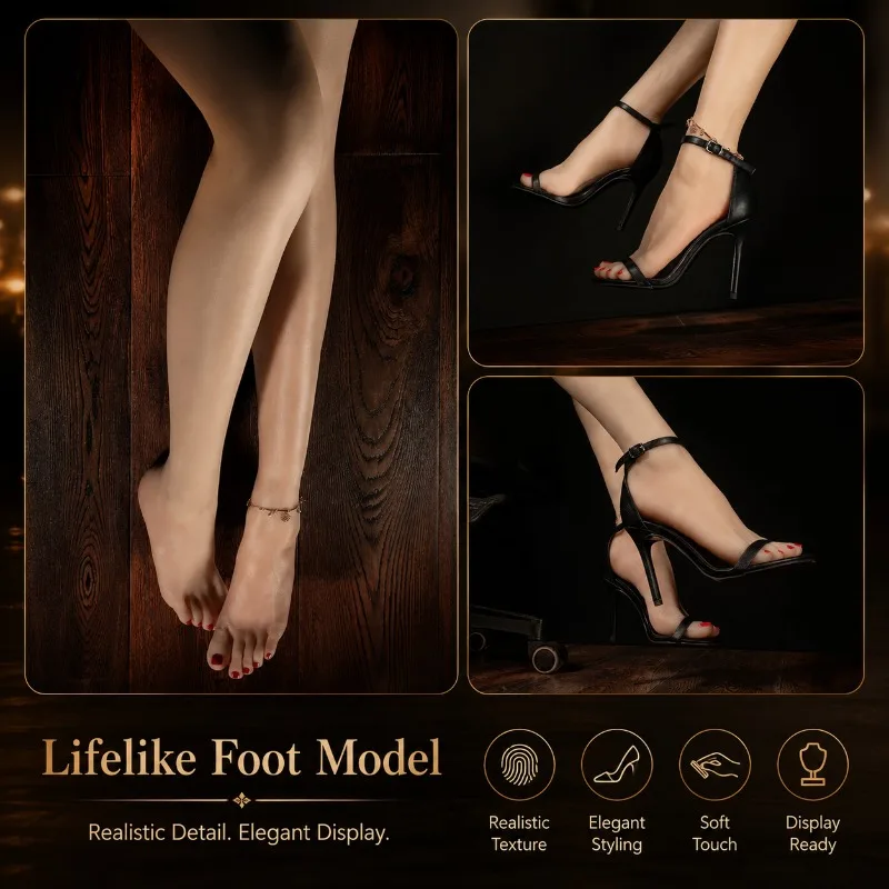 

Simulation TPE Foot Model Realistic Leg Photography Display Props Medical Painting Teaching Stockings Pedicure Manicure Feet 38L