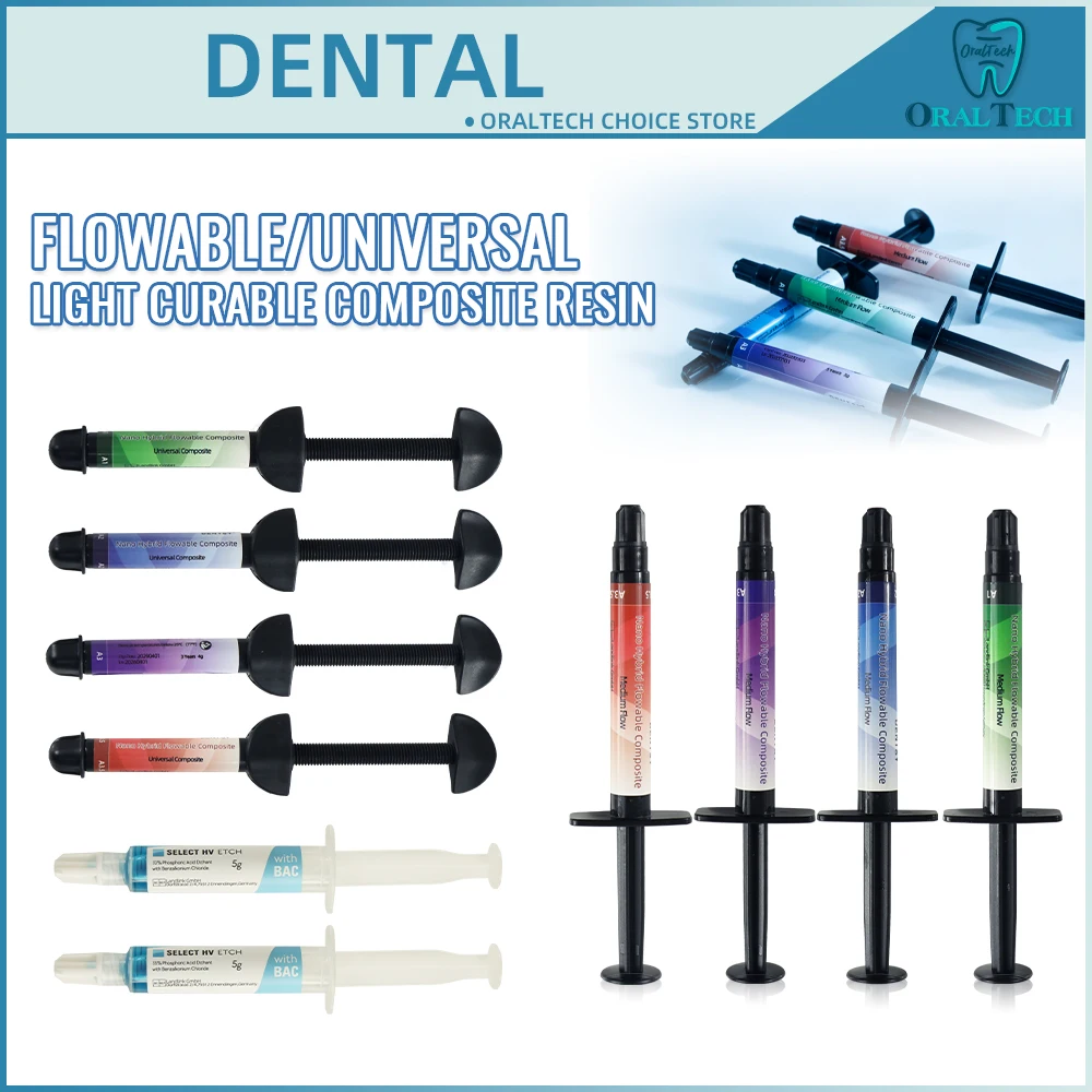 Résine Composite Dentaire Photopolymérisable Fluide Universelle A1 A2 A3 A3.5 avec Gel de Prélavage Adhésif pour Matériaux de Restauration Dentaire