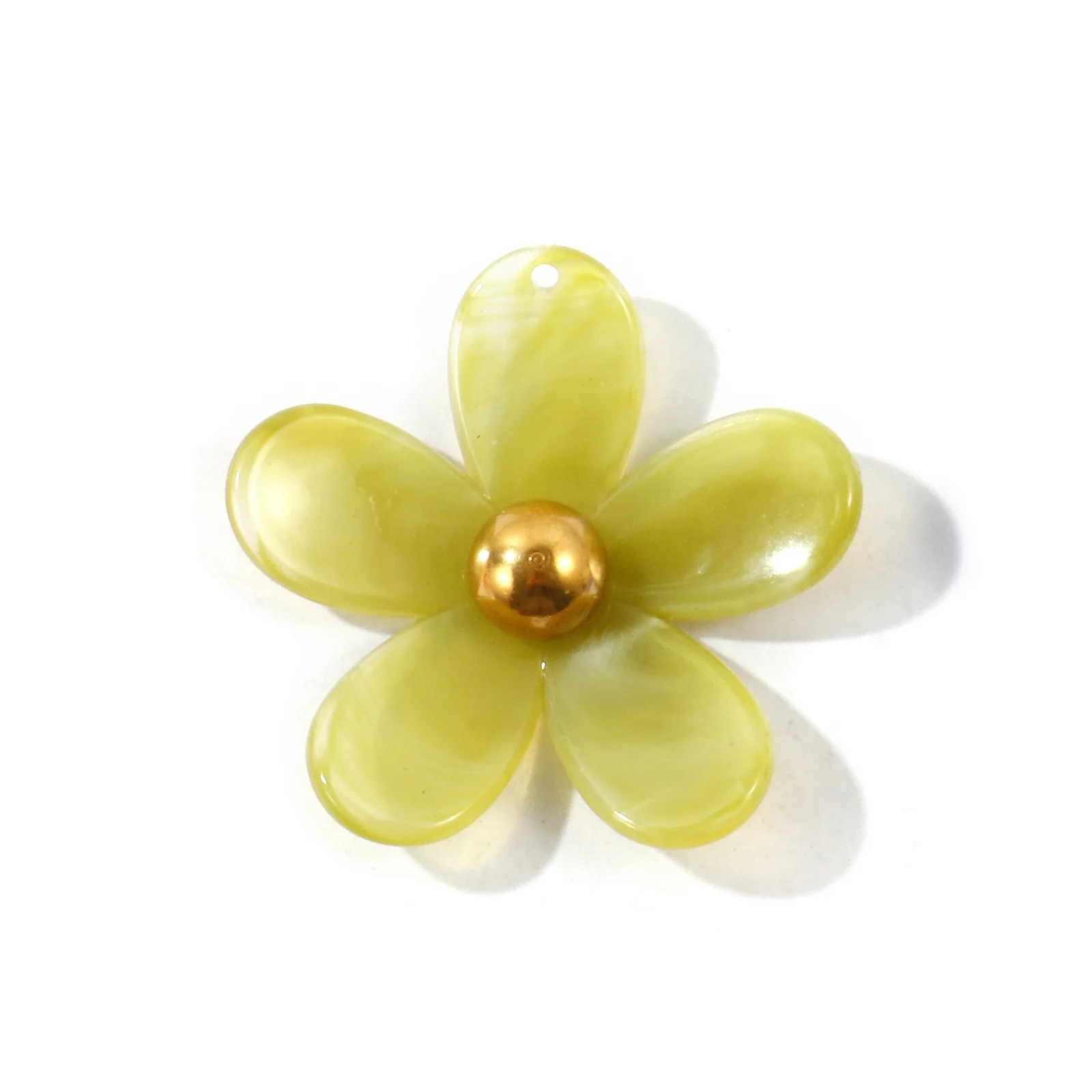 1 Stück Mehrfarbige Harz-Blumenanhänger, 18K vergoldeter 304 Edelstahl-Anhänger für DIY-Halsketten, Ohrringe, Schmuck, 4cm x 3,9cm – Detail 4