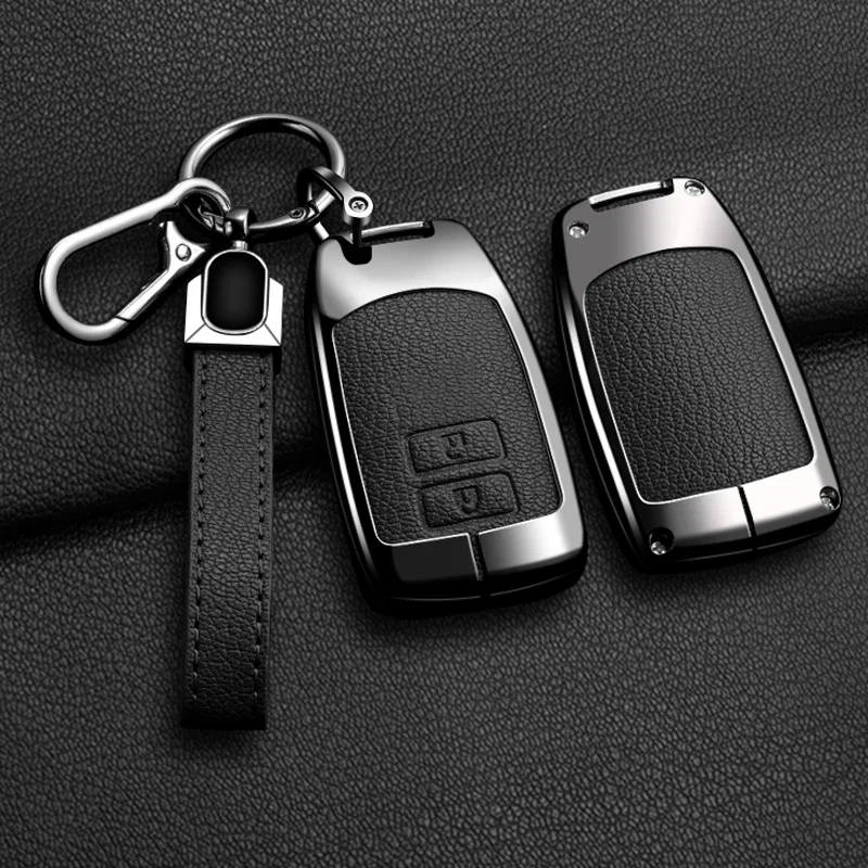 2 3 Buttons Zinc Alloy Leather Car Key Cover Case For Toyota Yaris HAIs 2020 Hiace 200 Sienta Remote Shell FOB Protect Keychain 2