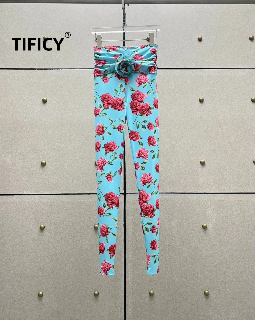 

TIFICY Summer Women's 3D Large Rose Feet with Slim Big Stretch Outwear Leggings Pants